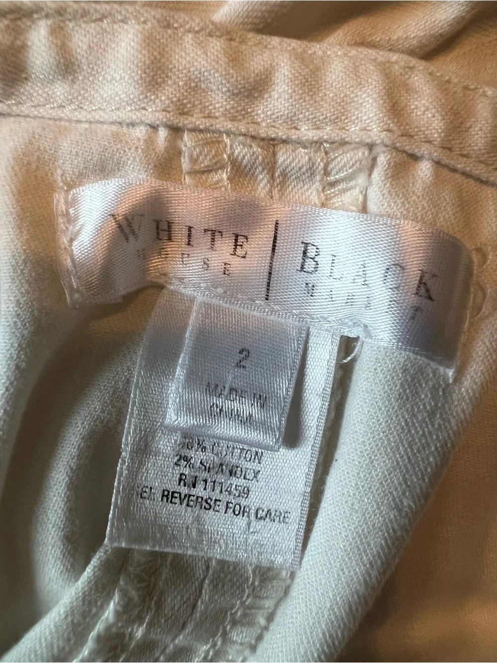 White House black market white stretch denim fit and flare skirt. Size 2